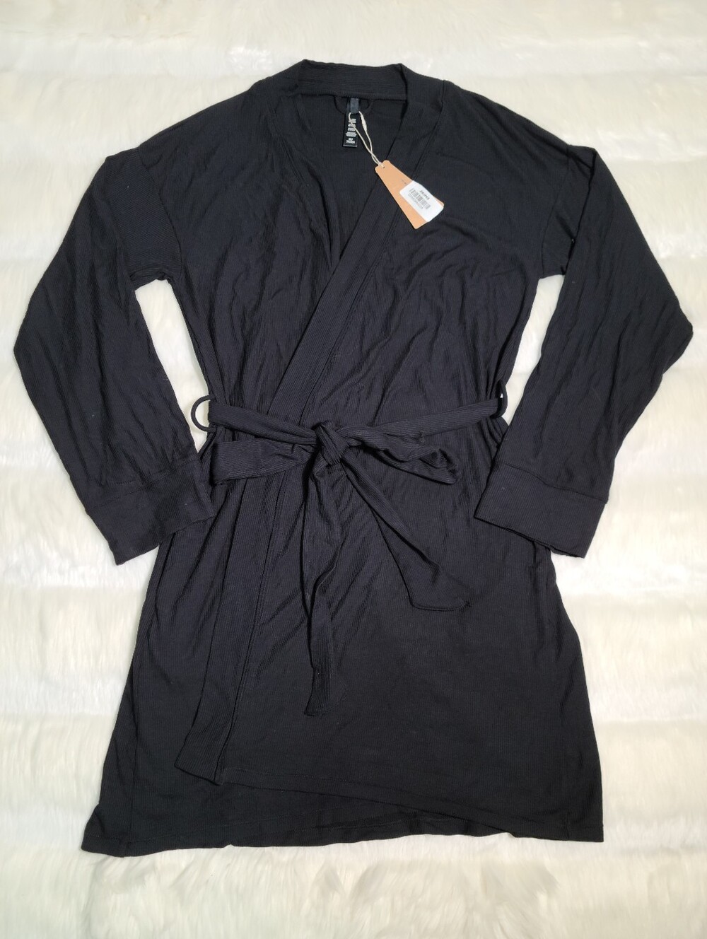 SKIMS Soft Lounge Short Robe Black Onyx Women XS NEW